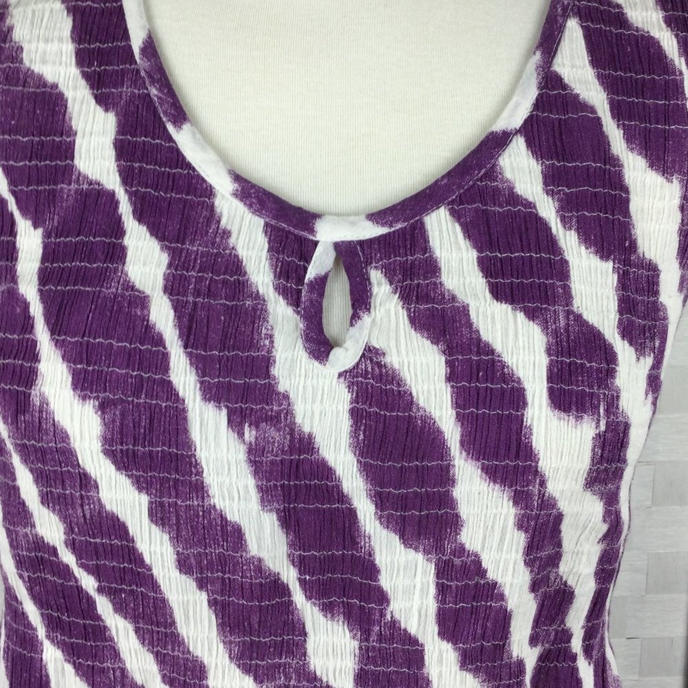 Soft Surroundings Purple/White Gauze Smocked Dress - Picture 3 of 6